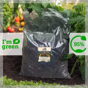 biochar in a green recycled and recyclable plastic bag
