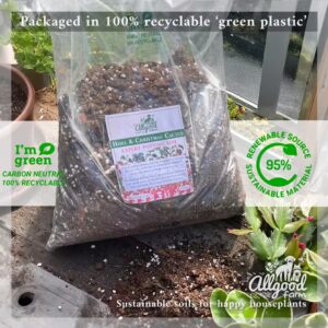 allgood farm hoya and holiday cactus repotting soil packaged in 100% recyclable green plastic