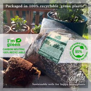 allgood farm jade / crassula / money plant repotting soil packaged in 100% recyclable green plastic