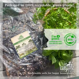allgood farm leafy herbs repotting soil packaged in 100% recyclable green plastic
