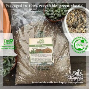 allgood farm lithops repotting soil packaged in 100% recyclable green plastic