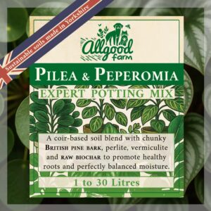 Allgood Farm pilea and peperomia soil mix product label