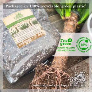 bag of allgood farm yucca tree soil mix in recyclable green plastic