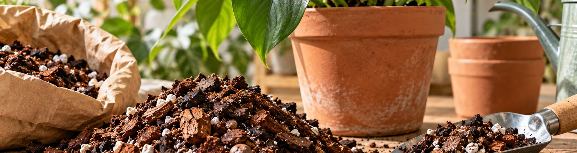 Fine and chunky houseplant potting mixes showing different soil structures